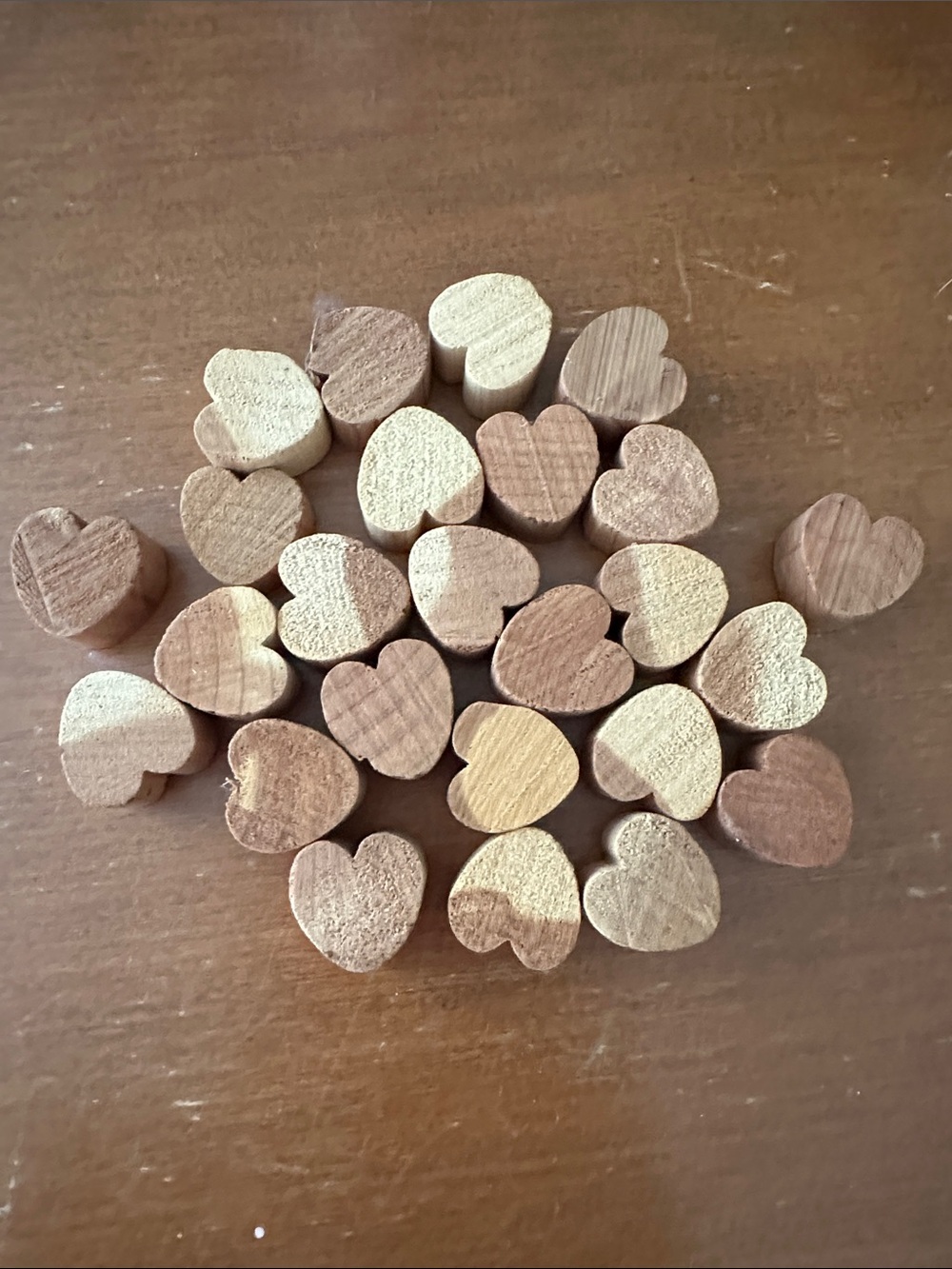 25 Wooden 1/2” Hearts